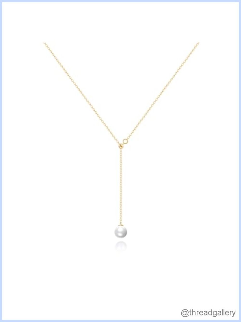 14k Gold Plated Pearl Lariat Y Necklace Dainty Long Layered Chain